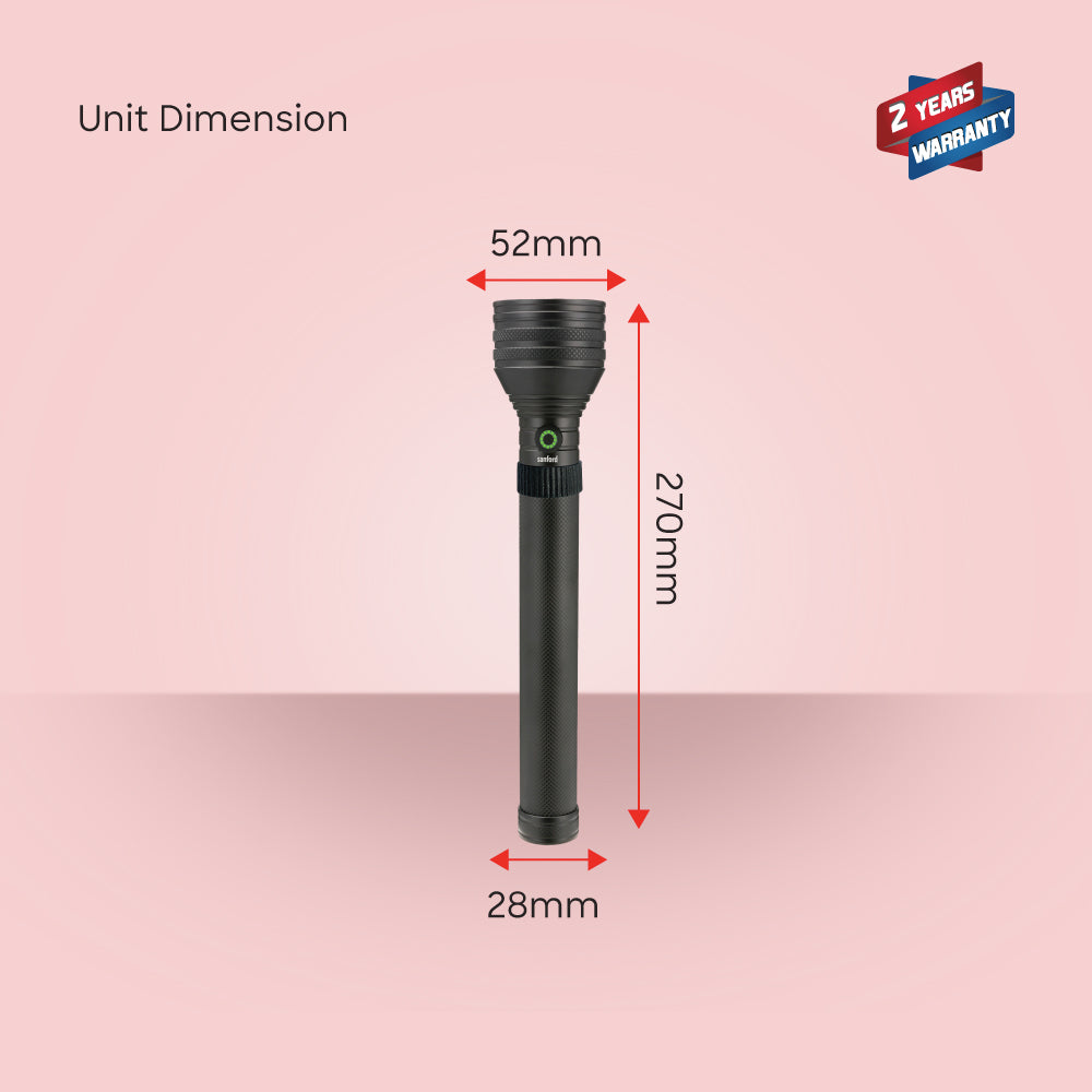 Sanford LED Flashlight Rechargeable Zoom Combo 2-in-1 5-Function Torch 3200m Range 25W - SF4701SLC