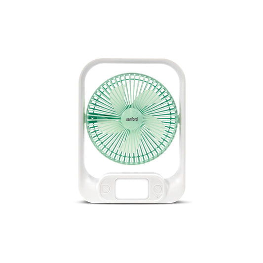 Sanford Rechargeable Table Fan with Dual-Color LED | 4500RPM Motor | 3600mAh Battery | Type-C Charging | 3 Speeds - buysanford