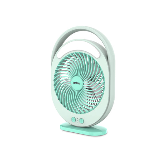 Sanford Rechargeable Table Fan 7-Inch 3600mAh Battery LED Light Tilt Head - SF6662MFN