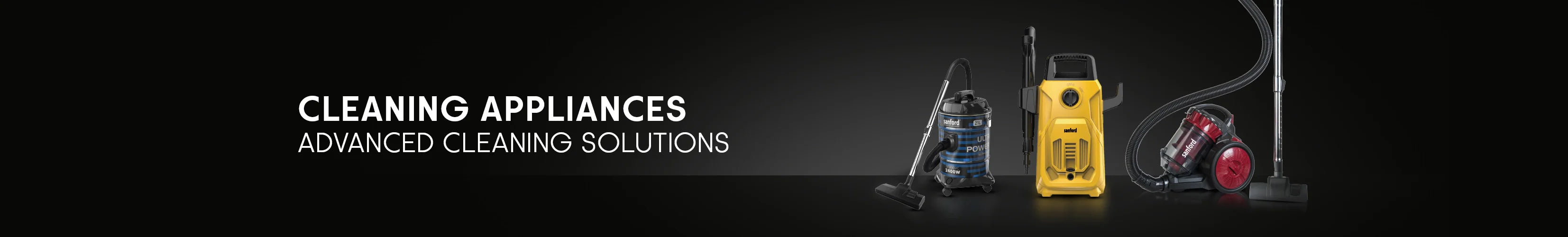 cleaning appliances collection banner featuring home cleaning equipment sanford 