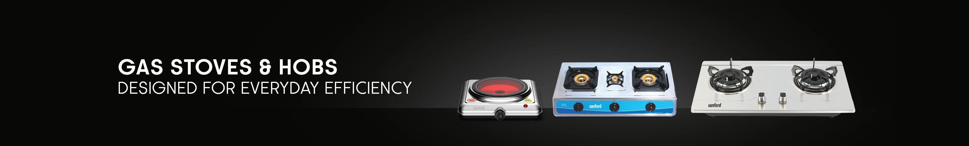 gas stoves and hobs collection banner featuring modern kitchen cooking appliances sanford