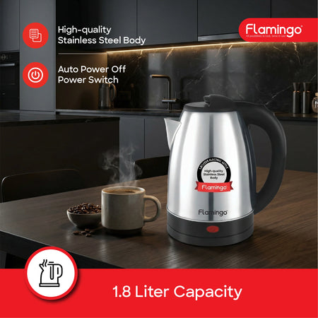 Electric Kettle 1.8L Stainless Steel 1500W Auto Shut Off sanford 3