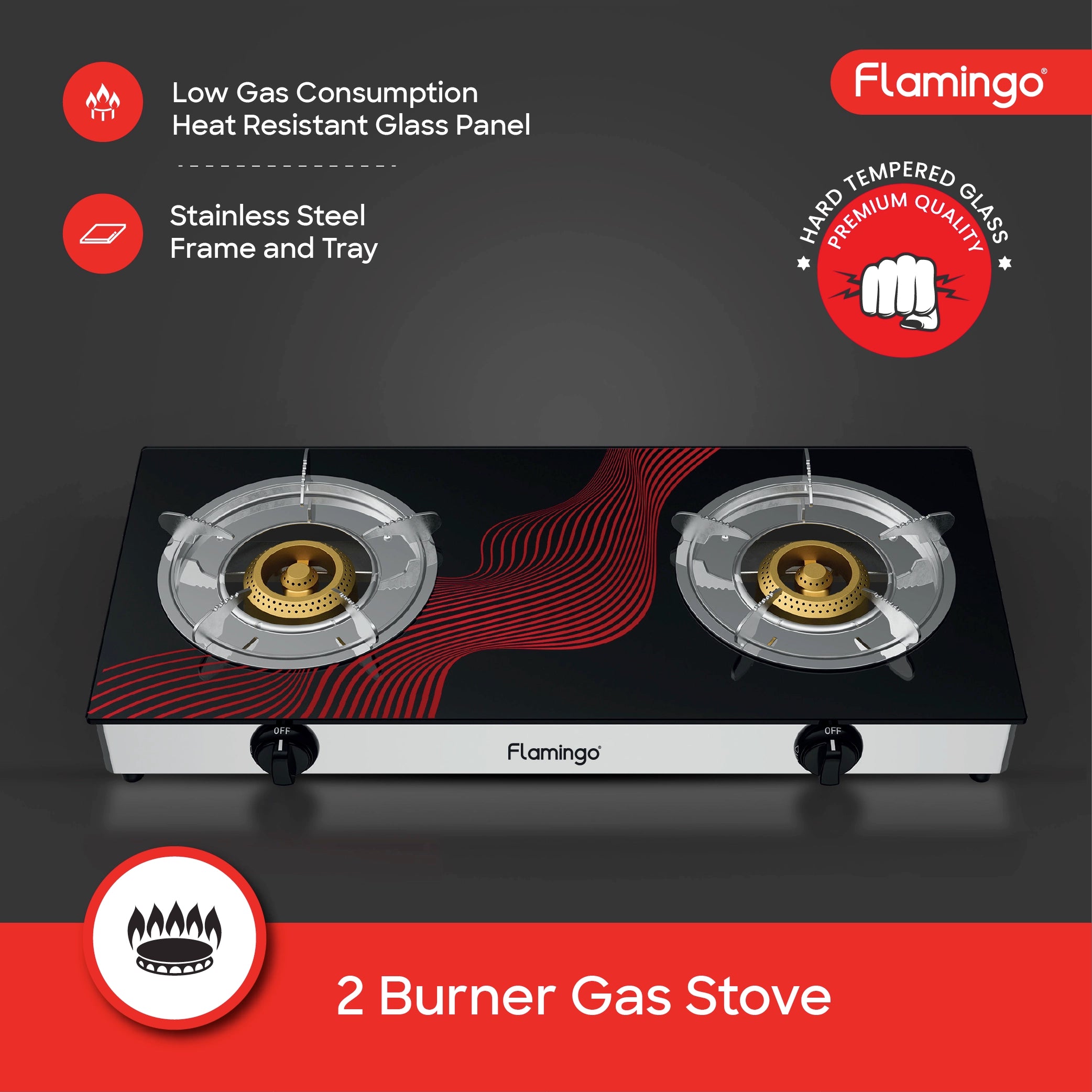 2 burner glass top gas stove auto ignition blue flame sanford 3