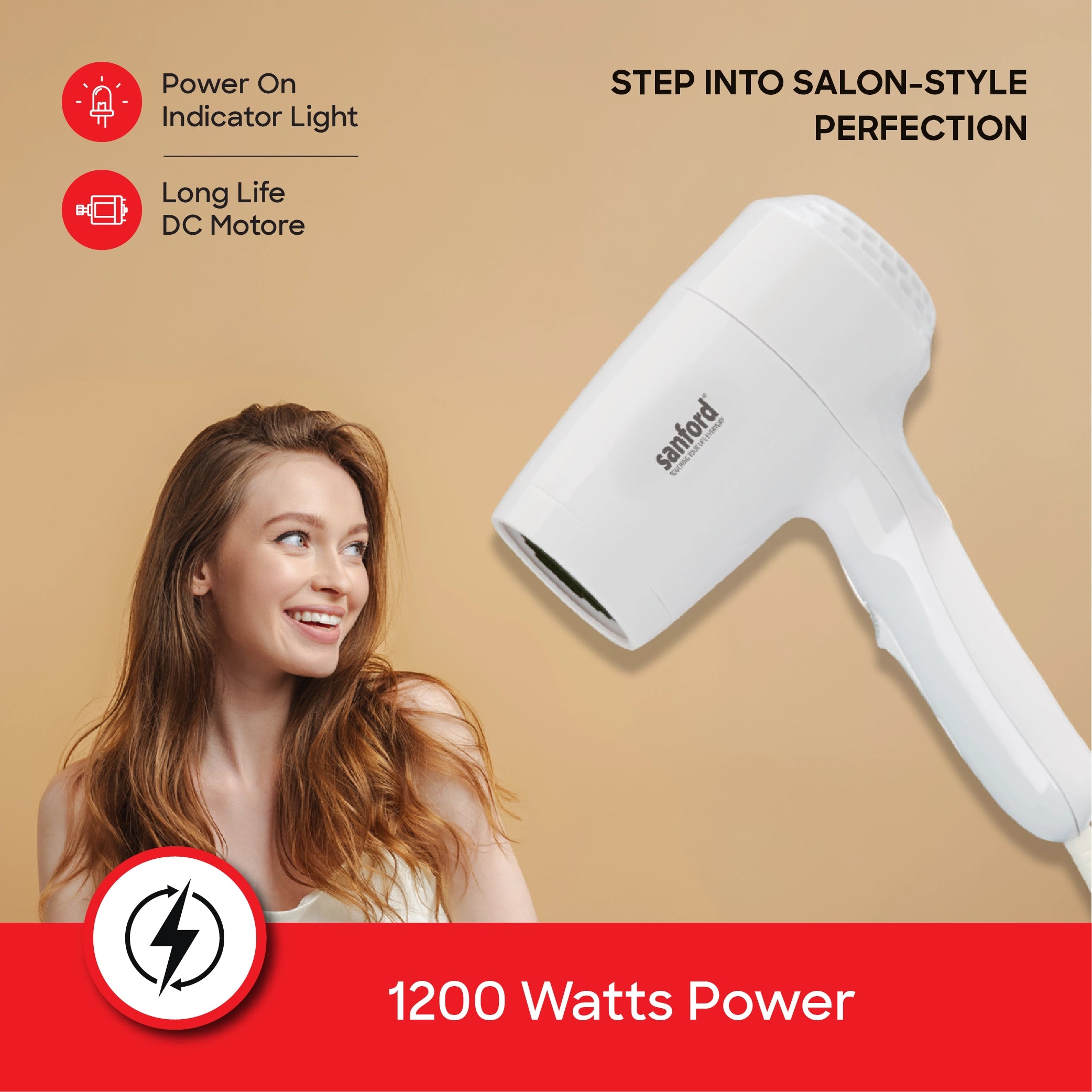 best wall mounted hair dryer 1200W DC motor high low settings sanford 3