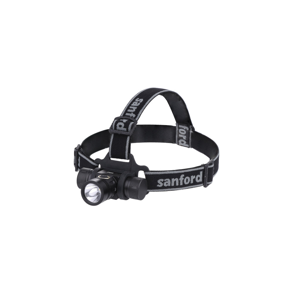 Sanford outdoor LED headlamp with rechargeable battery and waterproof design