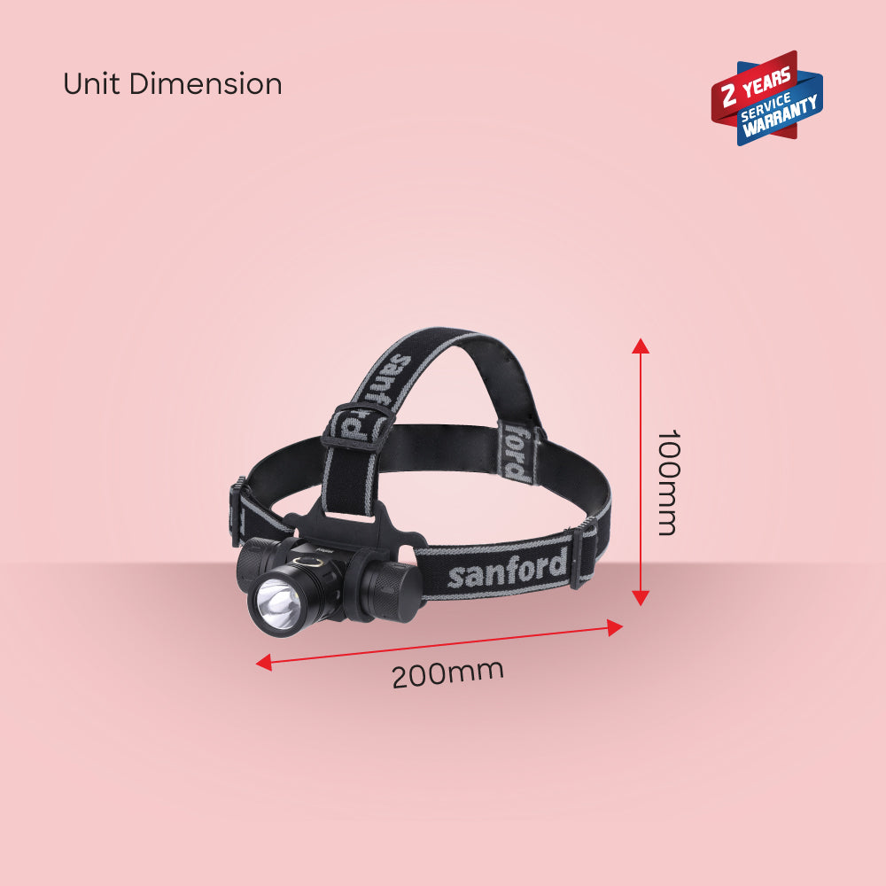 Sanford Outdoor LED Headlamp with Rechargeable Battery and Waterproof Design | SF1051HL - buysanford