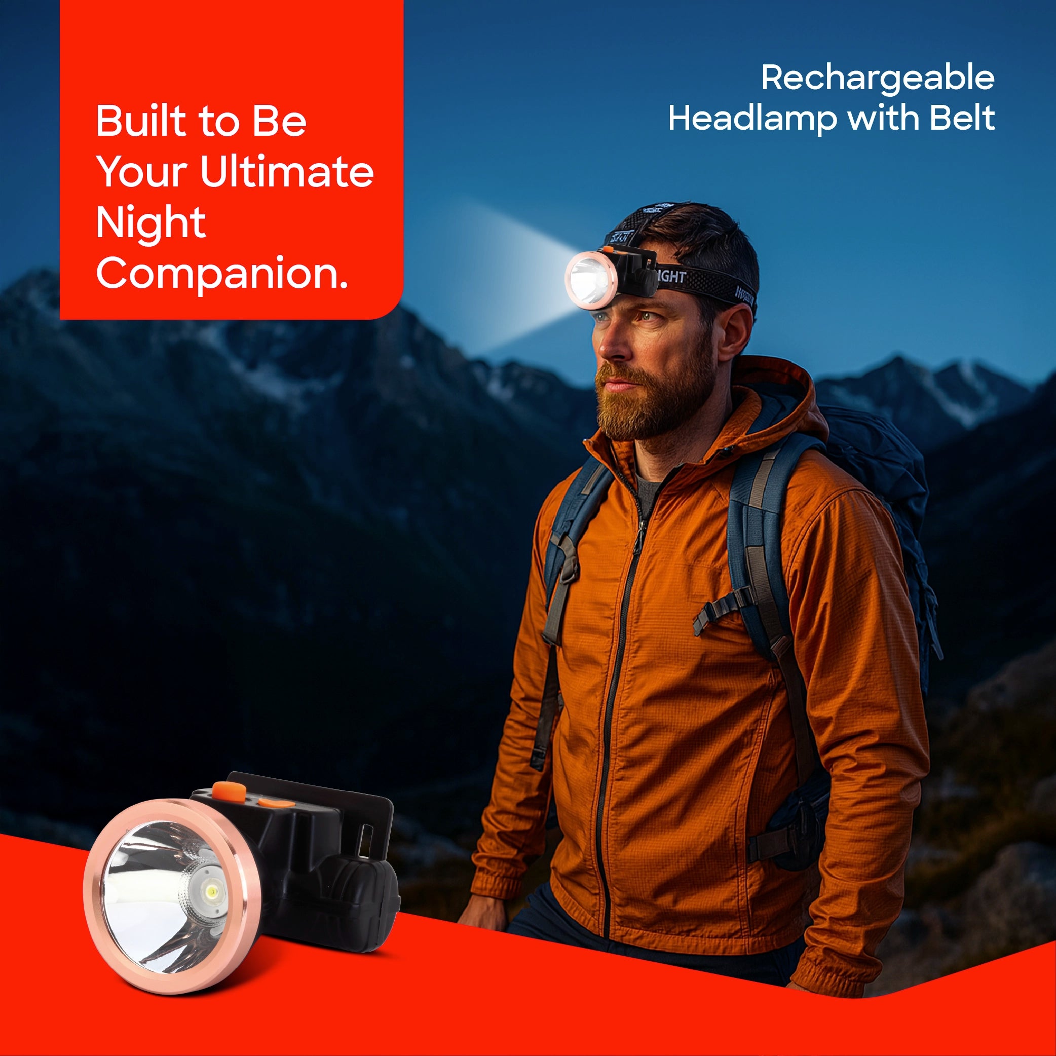 rechargeable LED headlamp 3W bright light USB charging sanford 2