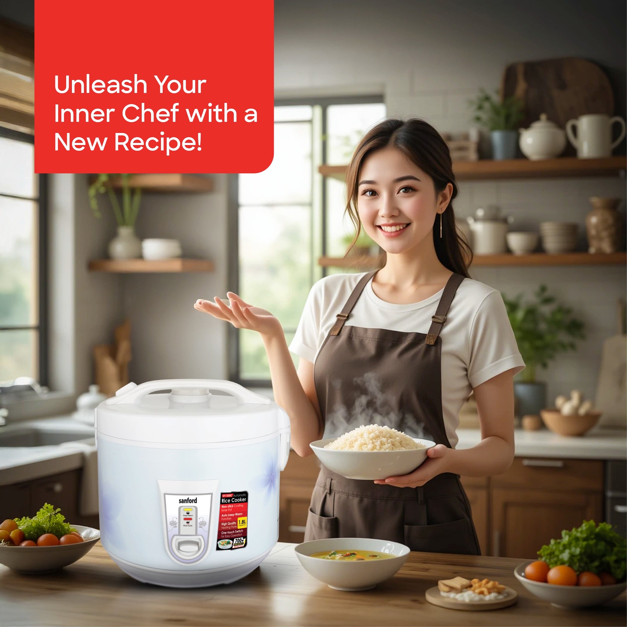 Automatic rice cooker 1.8L capacity & Keep Warm Function sanford 2