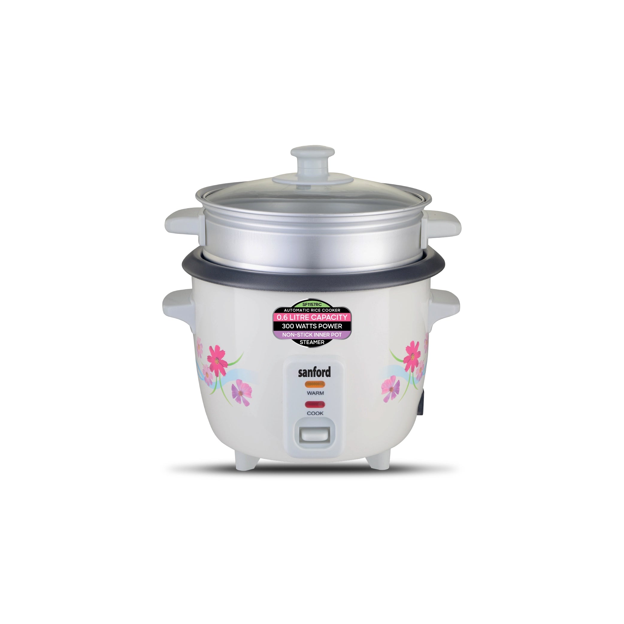 Automatic rice cooker 0.6L capacity with non stick pot sanford 1