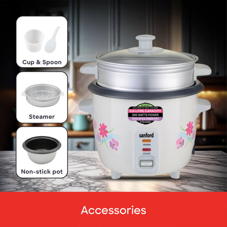 Automatic rice cooker 0.6L capacity with non stick pot sanford 5