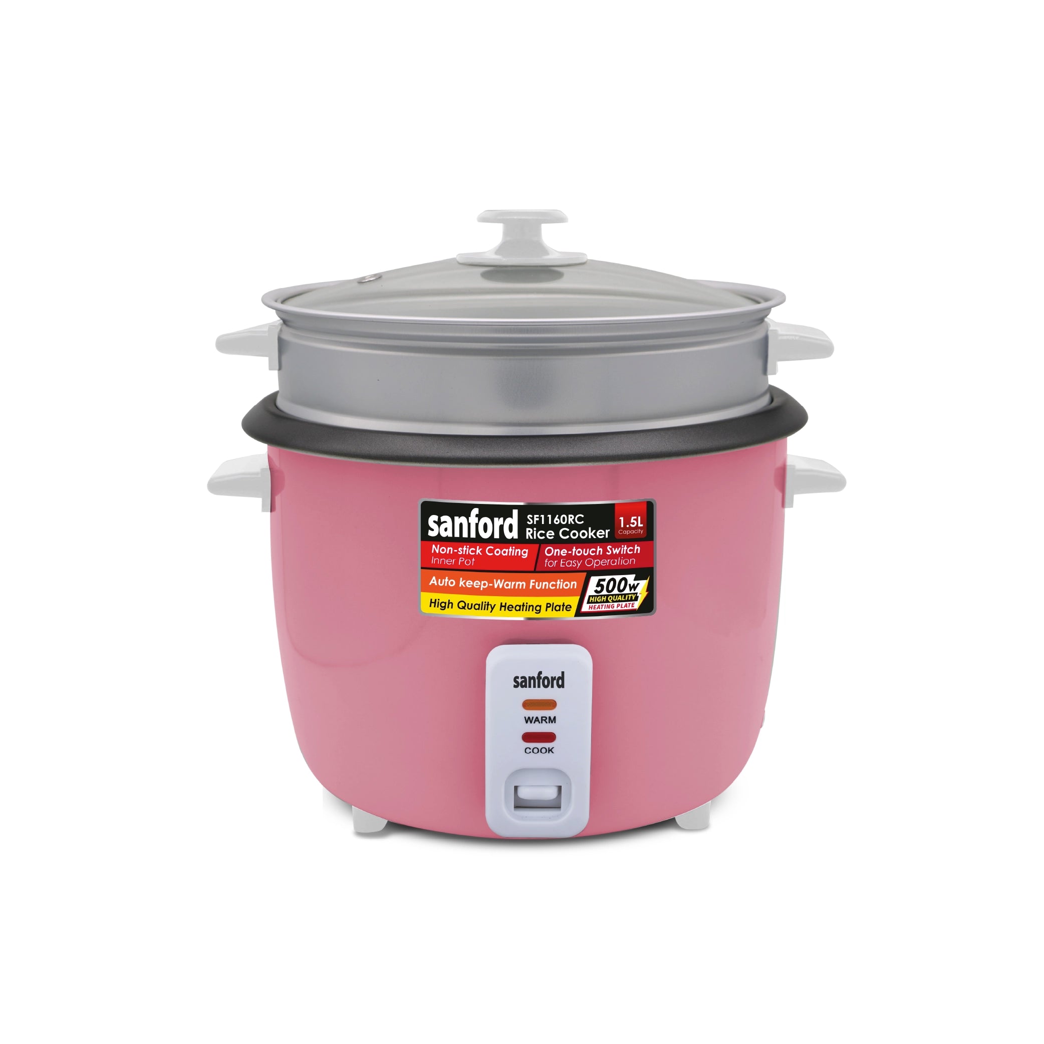 Automatic rice cooker 1.5L capacity with non stick pot sanford 1