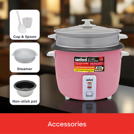 Automatic rice cooker 1.5L capacity with non stick pot sanford 5