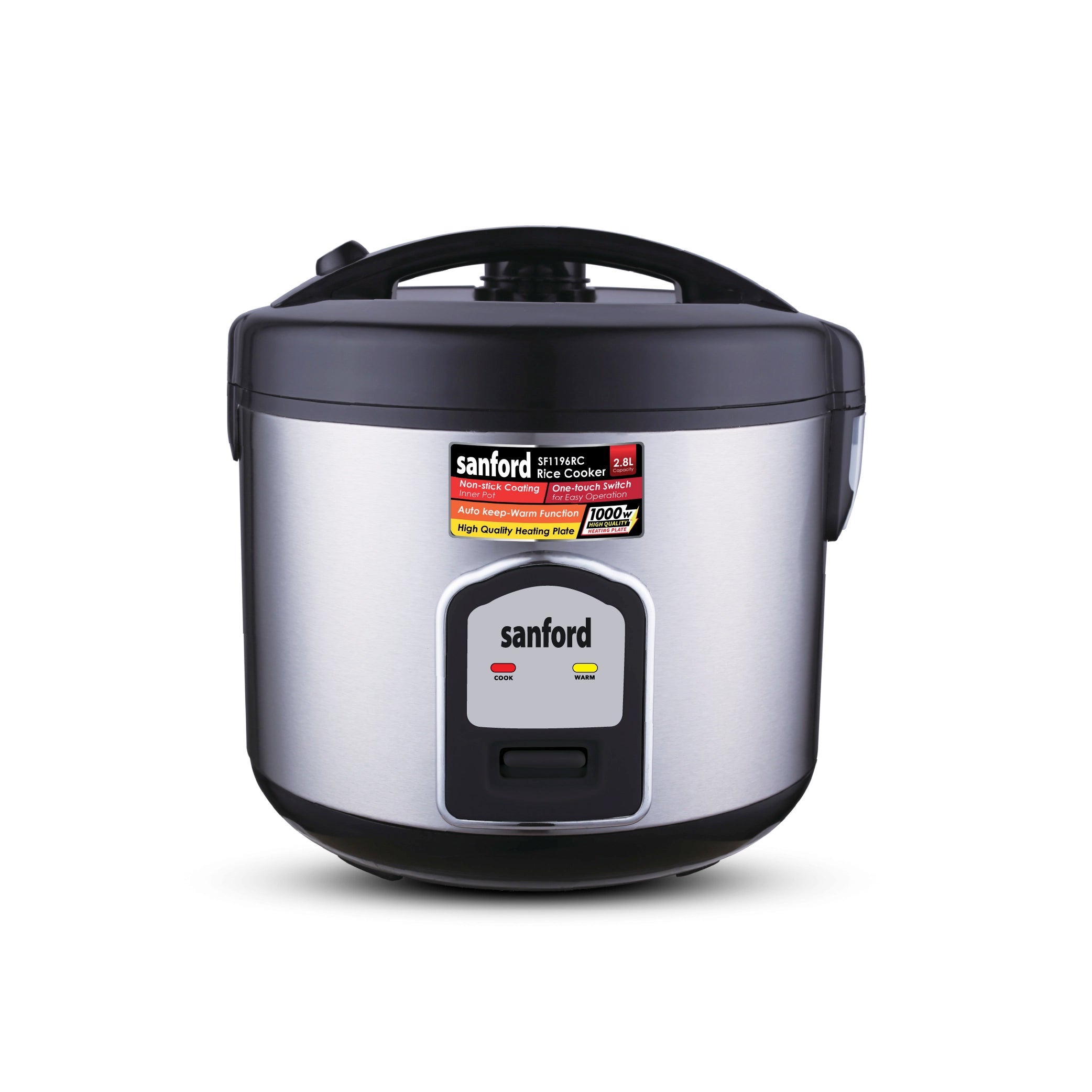 2.8L rice cooker 1000W with non stick inner pot & steamer sanford 1