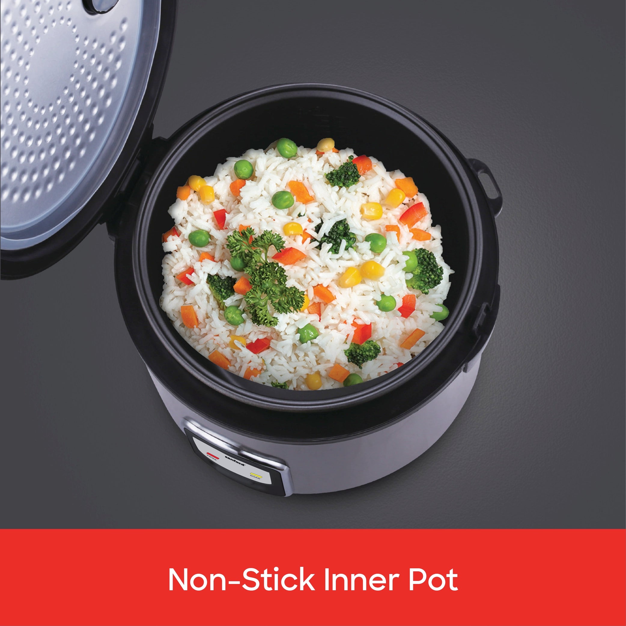 2.8L rice cooker 1000W with non stick inner pot & steamer sanford 5