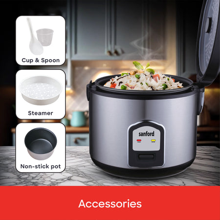 2.8L rice cooker 1000W with non stick inner pot & steamer sanford 6