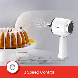 Sanford Hand Mixer Rechargeable 3 Speed Stainless Steel Beaters Portable Use - SF1333HM