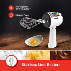 Sanford Hand Mixer Rechargeable 3 Speed Stainless Steel Beaters Portable Use - SF1333HM