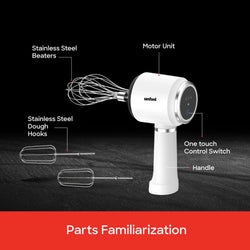 Sanford Hand Mixer Rechargeable 3 Speed Stainless Steel Beaters Portable Use - SF1333HM