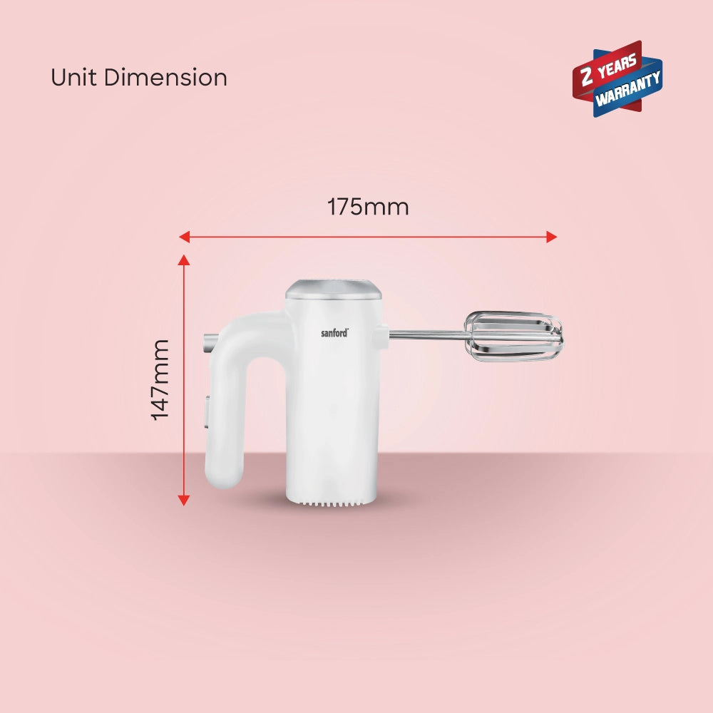 200W Hand mixer copper motor stainless steel beaters & compact sanford 7