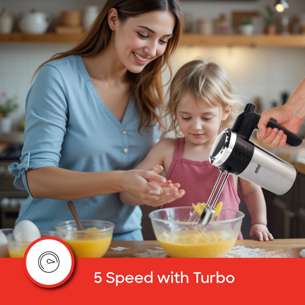 200W Hand mixer Turbo Speed Stainless Steel Body Durable Build sanford 3