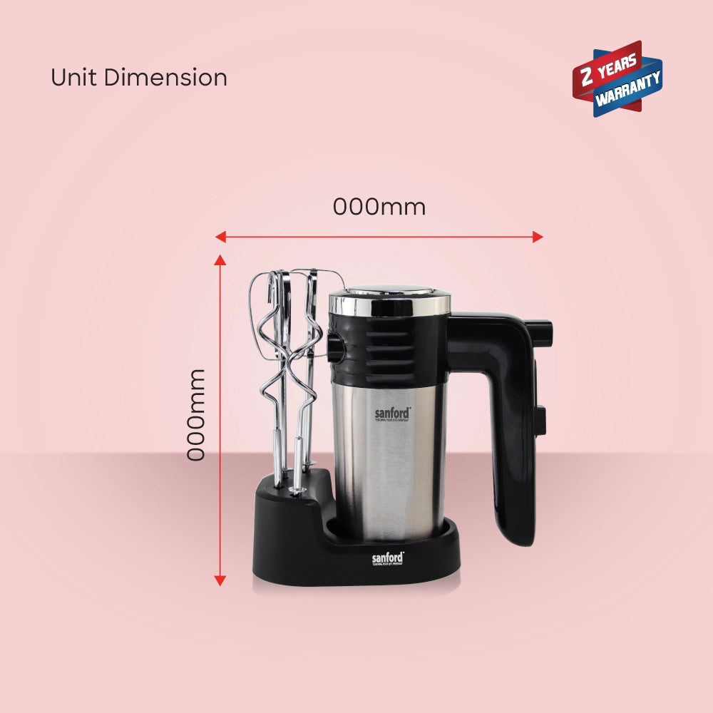 200W Hand mixer Turbo Speed Stainless Steel Body Durable Build sanford 7