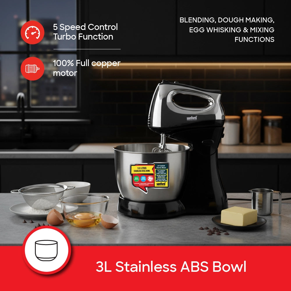 best stand mixer 2 in 1 3L bowl & 5 speed 200W sanford 3