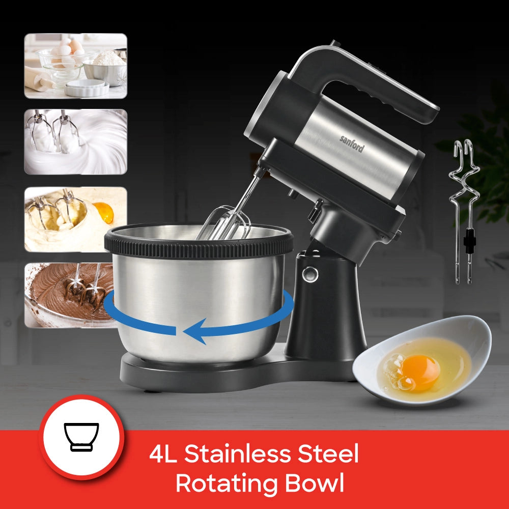 2 in 1 stand mixer detachable hand mixer 5 speed control 4L bowl and 400W sanford 5