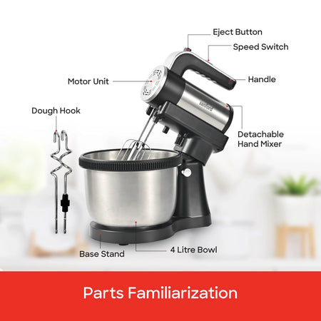 2 in 1 stand mixer detachable hand mixer 5 speed control 4L bowl and 400W sanford 6