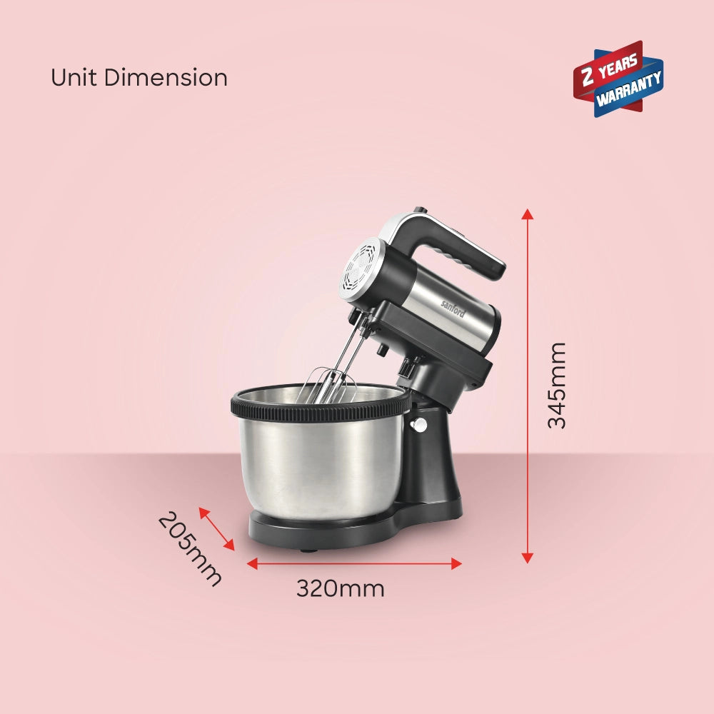 2 in 1 stand mixer detachable hand mixer 5 speed control 4L bowl and 400W sanford 7