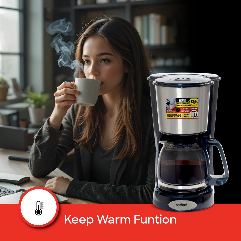 best coffee maker 12 cups & thermostat 1000W sanford 3