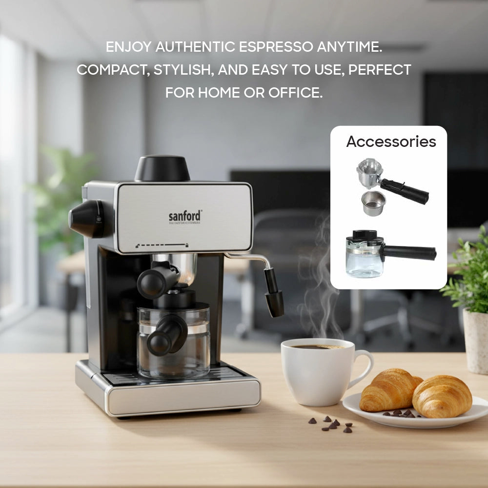 espresso coffee maker 4 cups 950W frothing function sanford 5