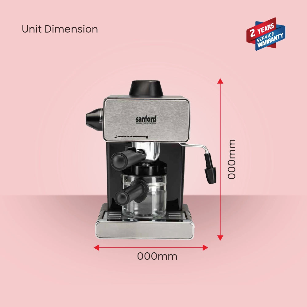 espresso coffee maker 4 cups 950W frothing function sanford 6
