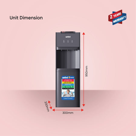Top load water dispenser with 3 taps hot normal cold cabinet storage sanford 6