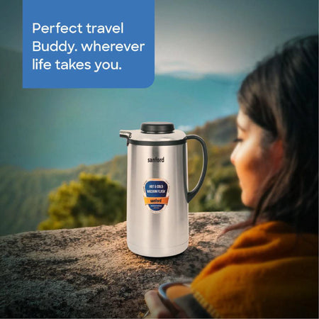 1.0L stainless steel vacuum flask jug insulated hot & cold sanford 2