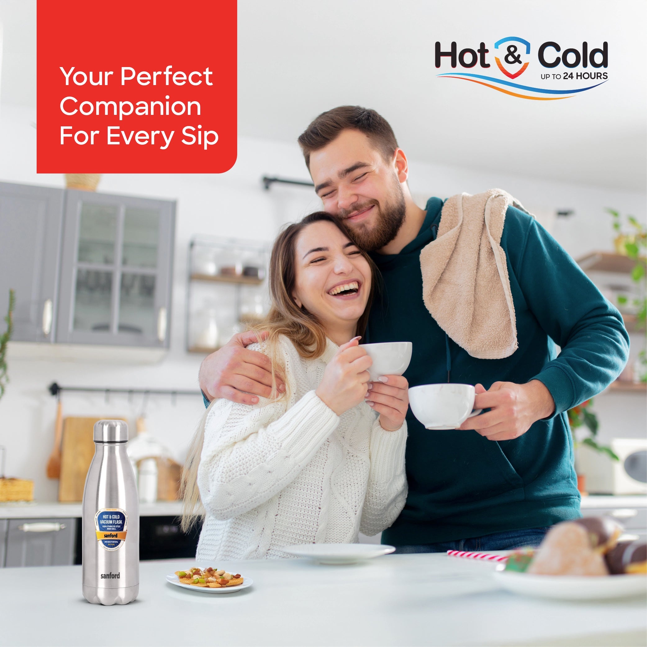 vacuum flask 350ml stainless steel hot & cold sanford 2