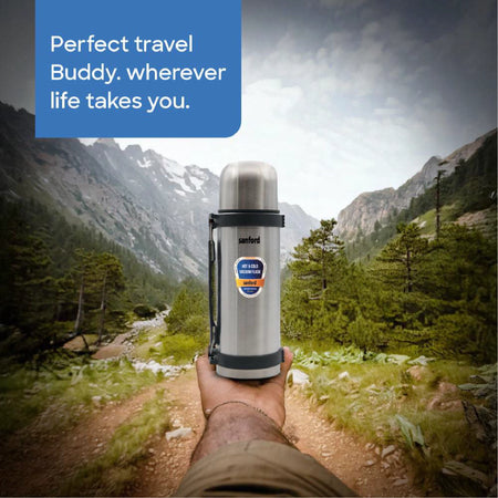 750ml stainless steel vacuum flask handle strap insulated sanford 2