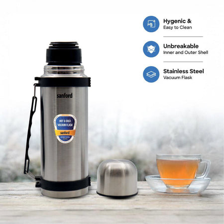 750ml stainless steel vacuum flask handle strap insulated sanford 3