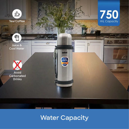 750ml stainless steel vacuum flask handle strap insulated sanford 5