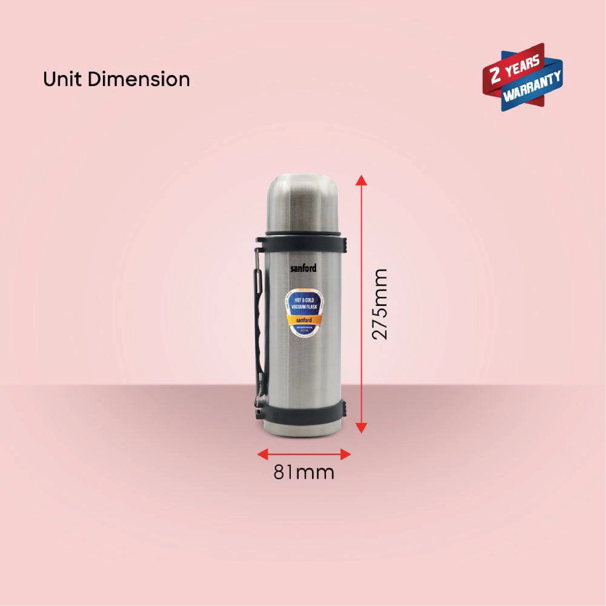 750ml stainless steel vacuum flask handle strap insulated sanford 7