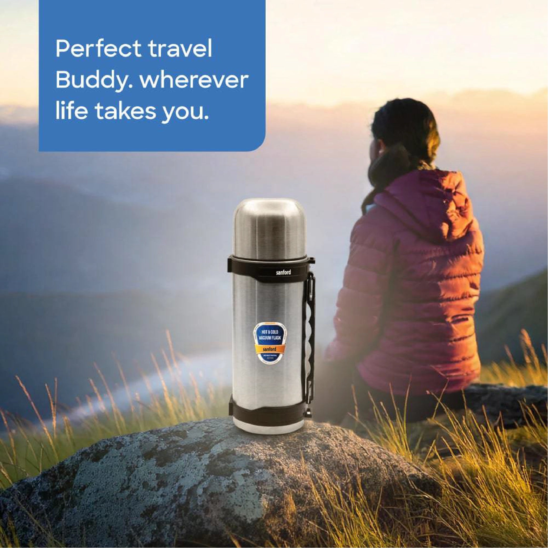 Stainless steel vacuum flask 1 litre hot and cold sanford 2