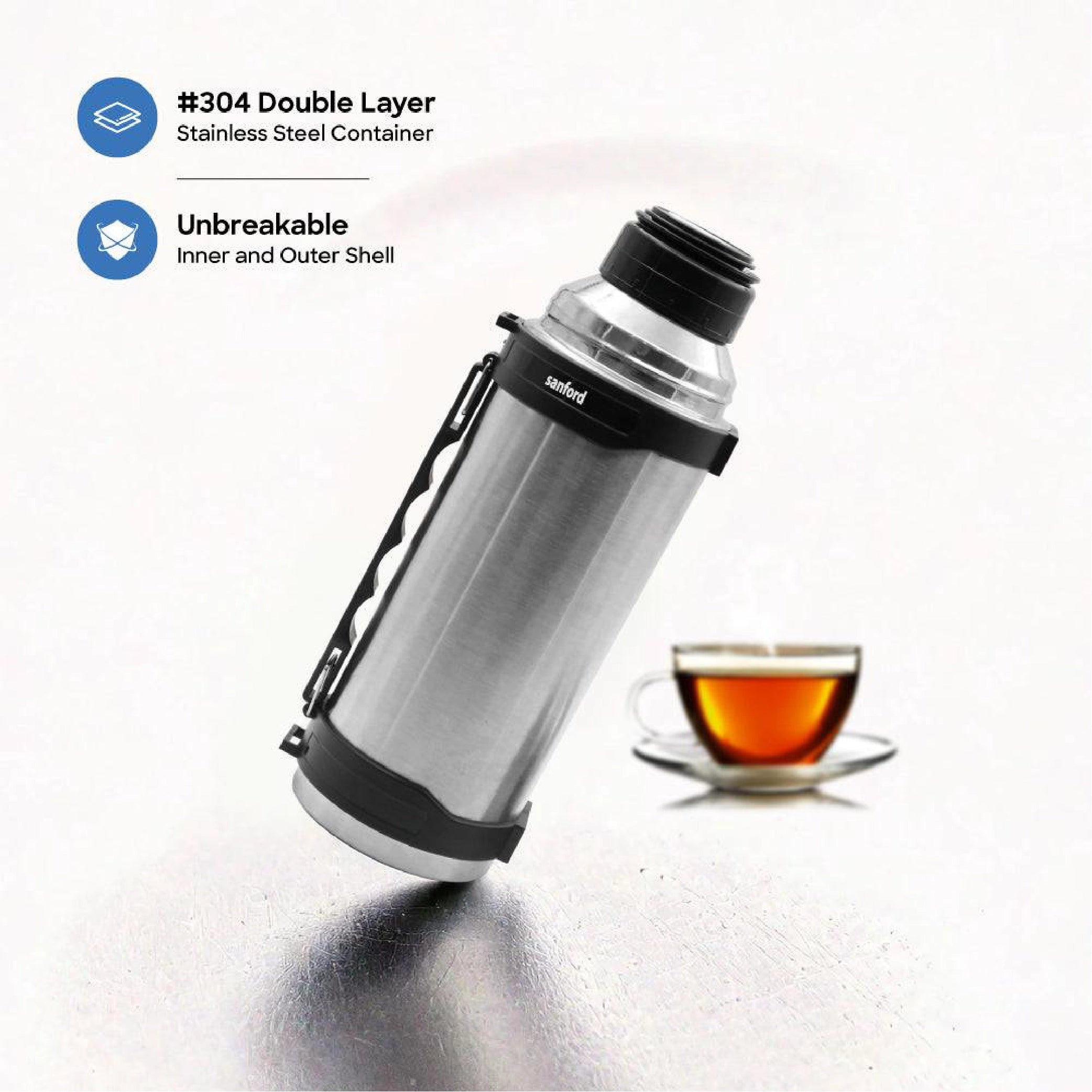 Stainless steel vacuum flask 1 litre hot and cold sanford 3