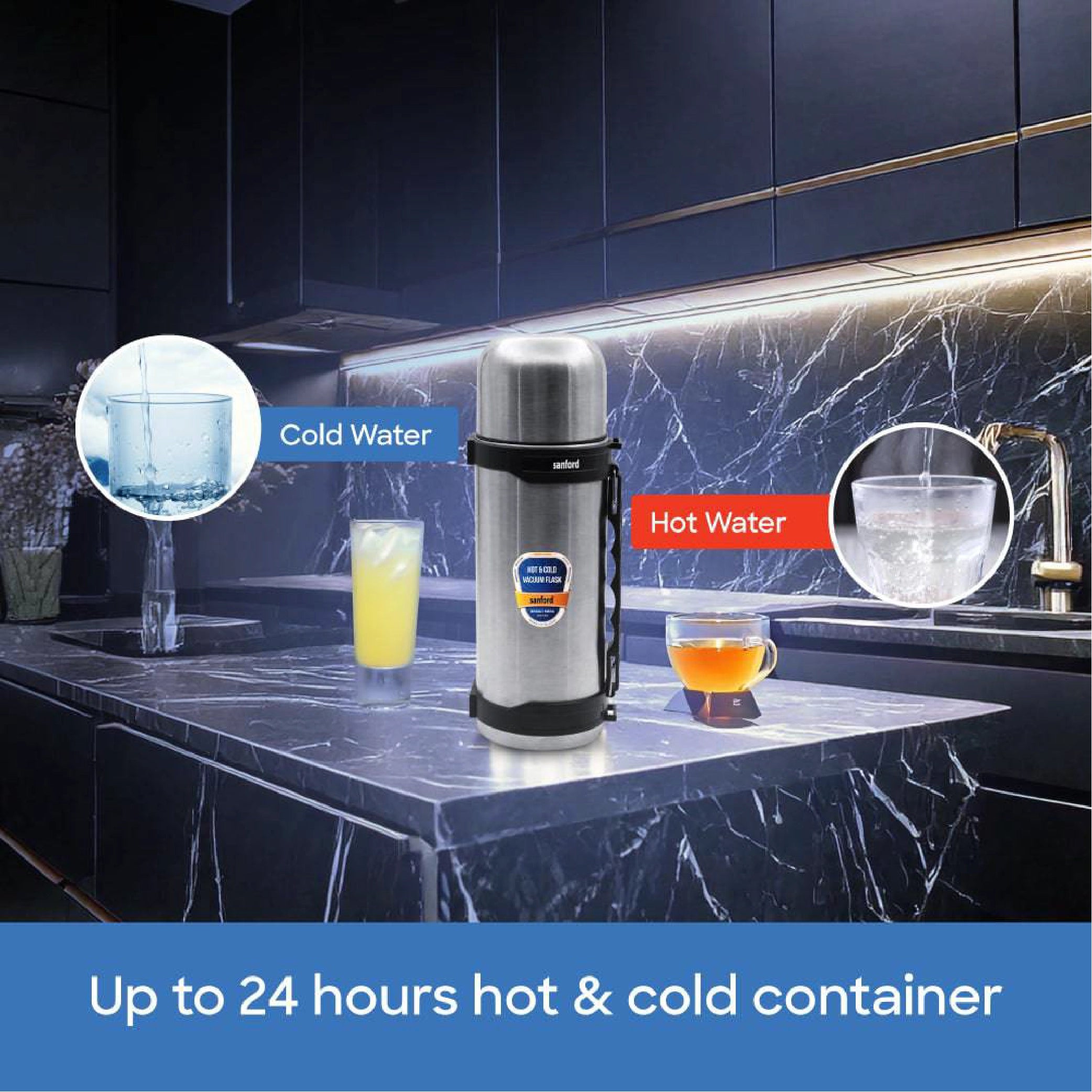 Stainless steel vacuum flask 1 litre hot and cold sanford 4