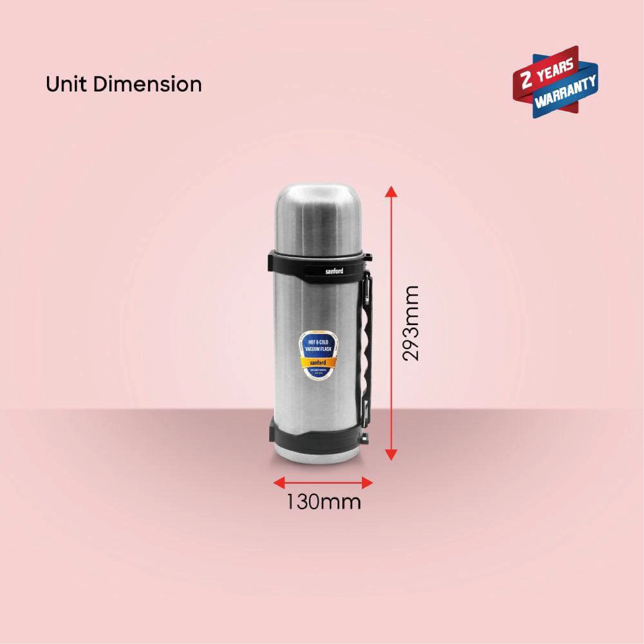 Stainless steel vacuum flask 1 litre hot and cold sanford 7