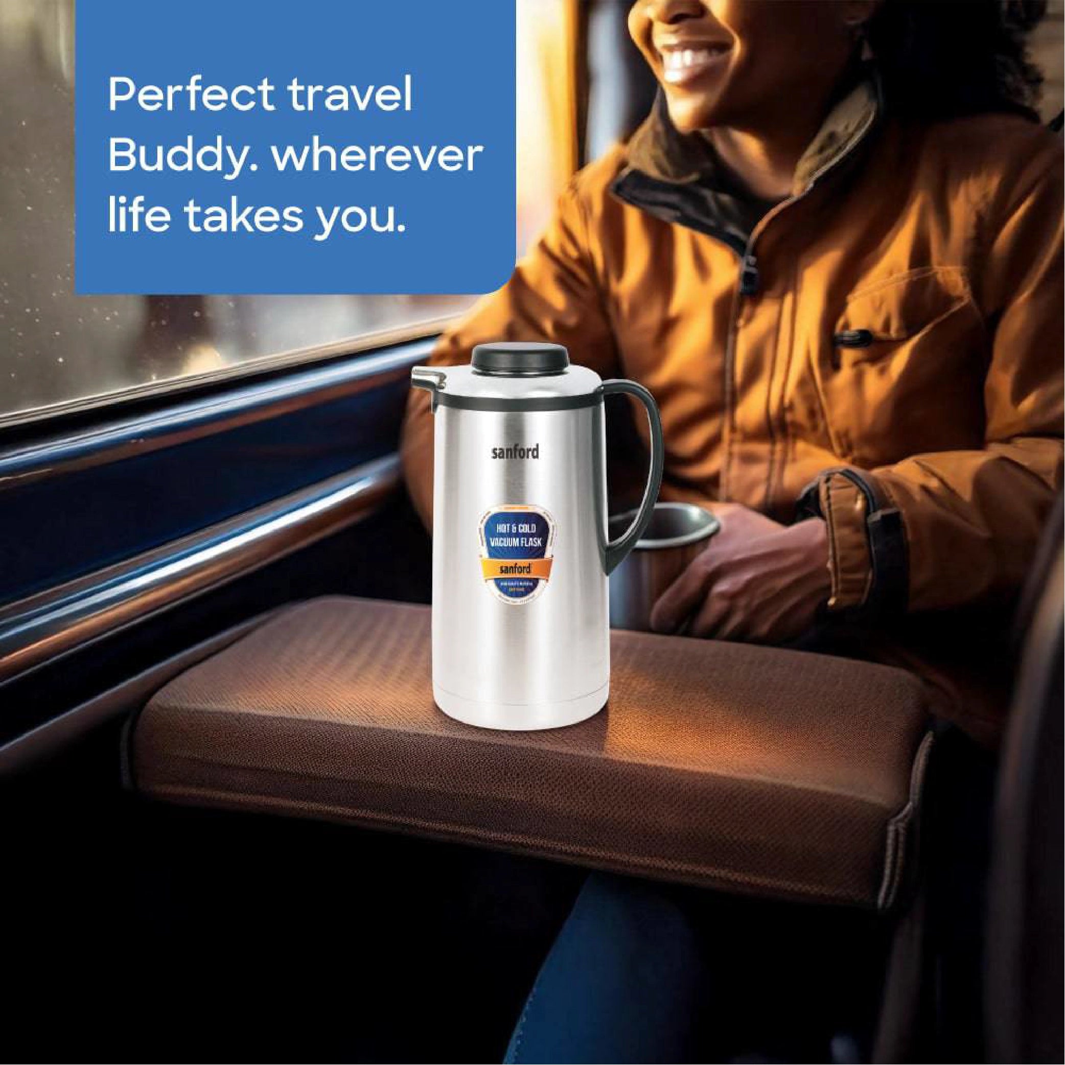 Stainless steel vacuum flask 1.6 litre hot & cold sanford 2