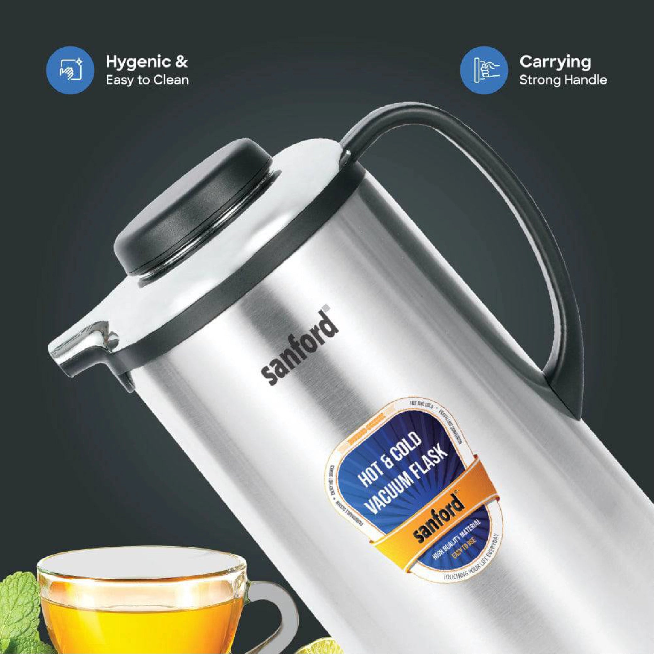 Stainless steel vacuum flask 1.6 litre hot & cold sanford 4