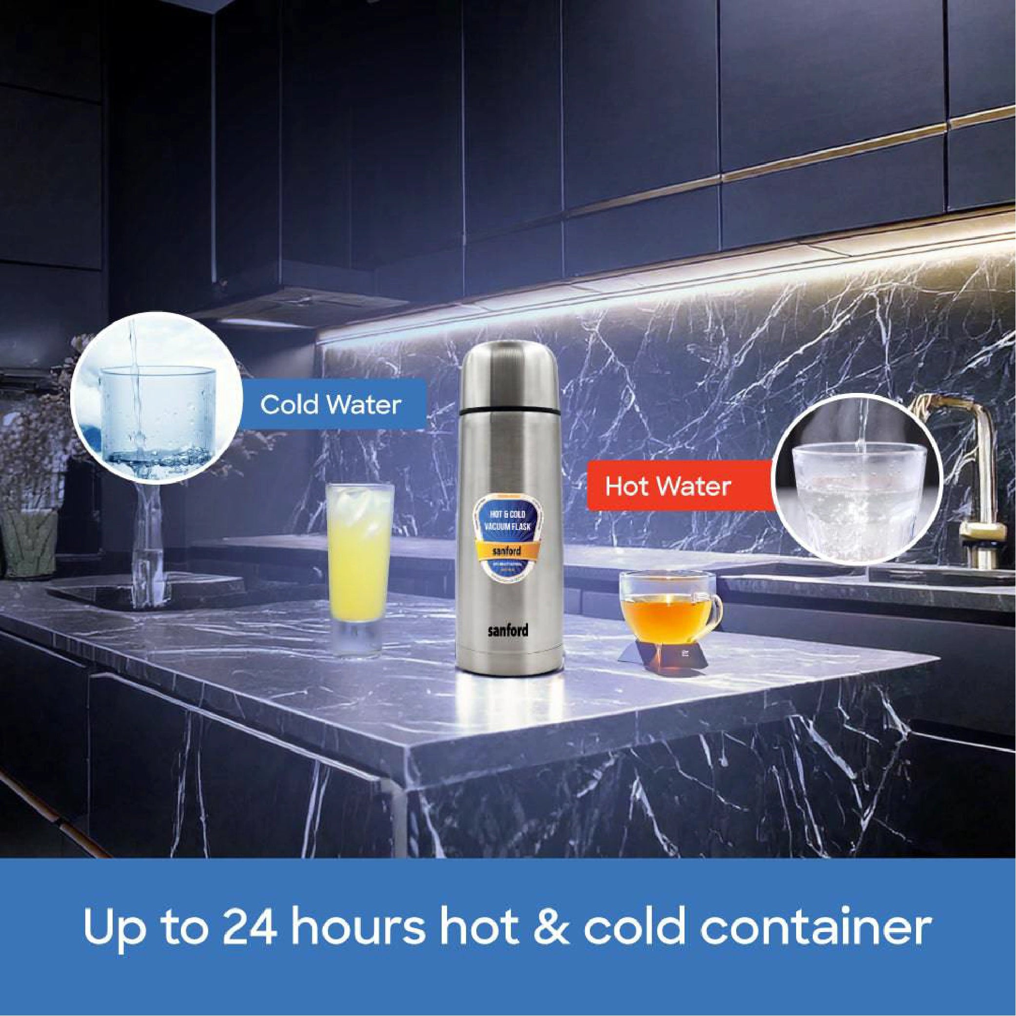 350ml stainless steel travel flask 24 hour hot and cold insulation sanford 5