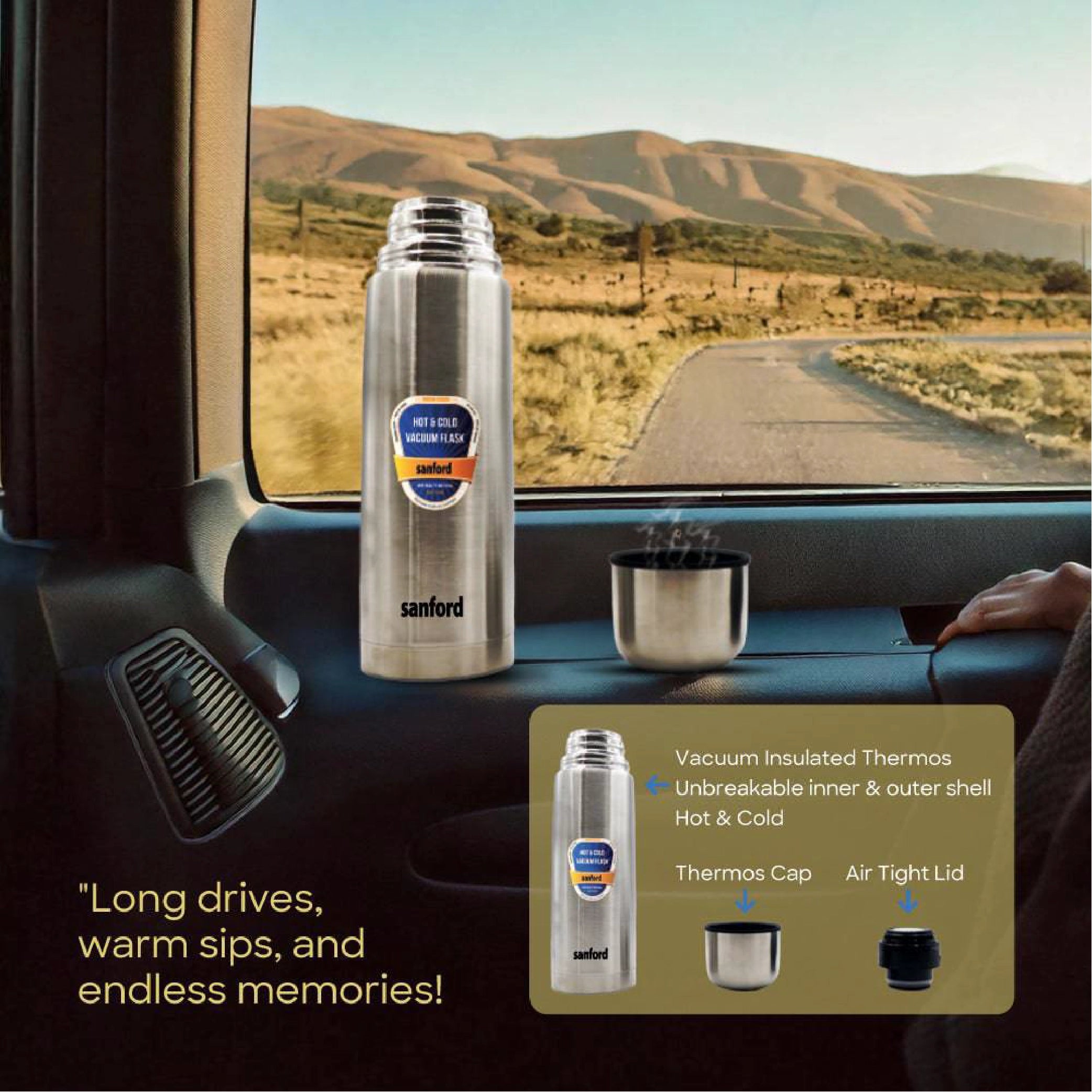 500ml stainless steel vacuum flask with 24 hour hot and cold insulation sanford 3