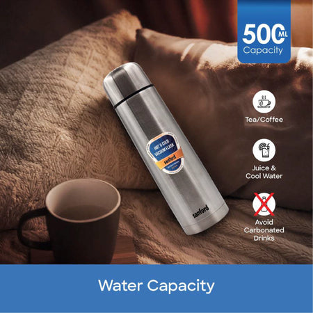 500ml stainless steel vacuum flask with 24 hour hot and cold insulation sanford 6