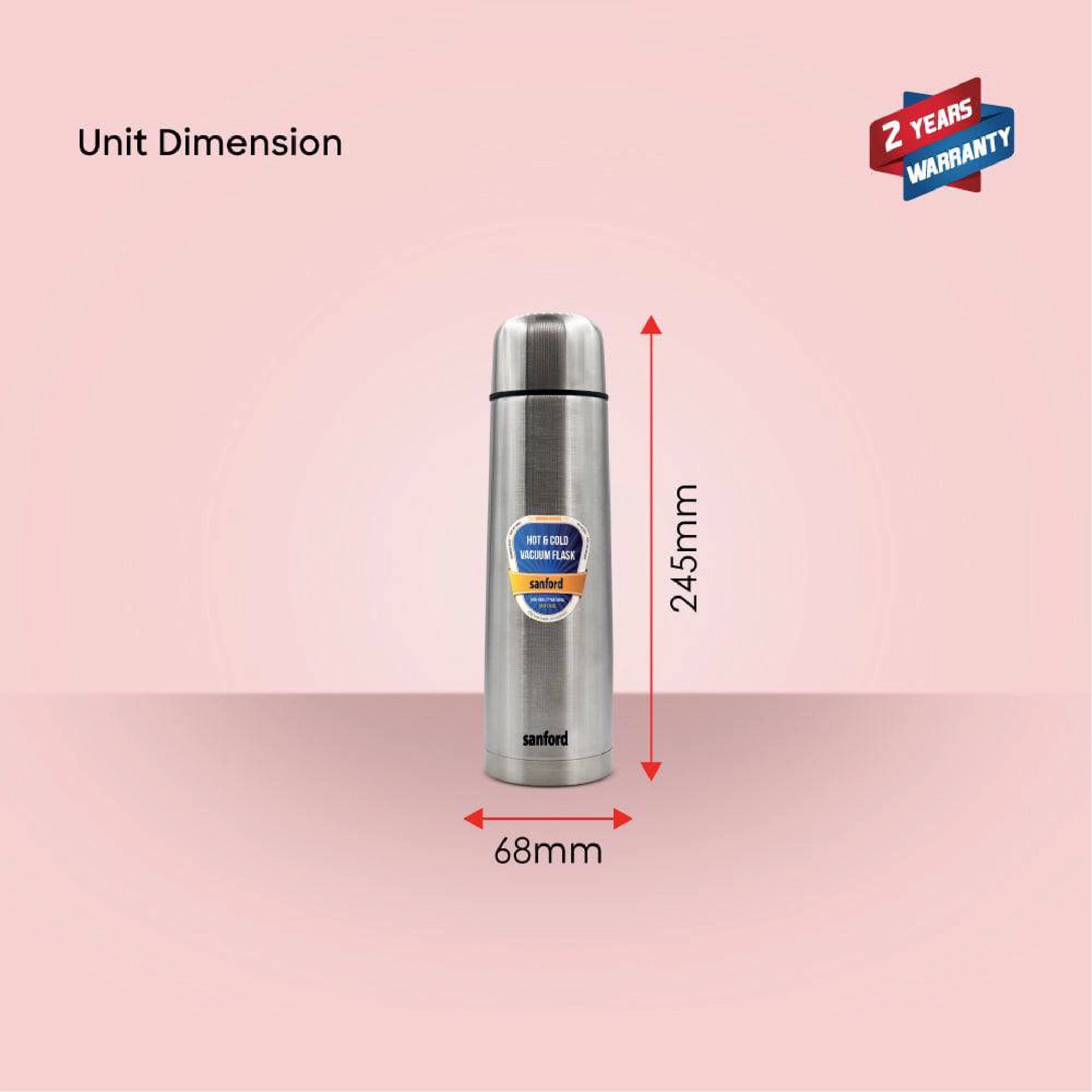 500ml stainless steel vacuum flask with 24 hour hot and cold insulation sanford 7