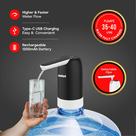 Rechargeable water dispenser pump 1200mAh USB charging sanford 3